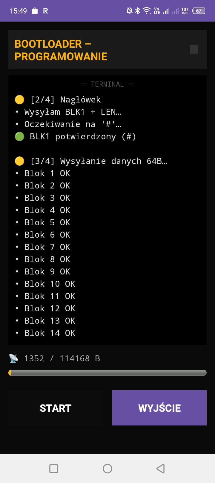 Bootloader — programowanie firmware i postęp